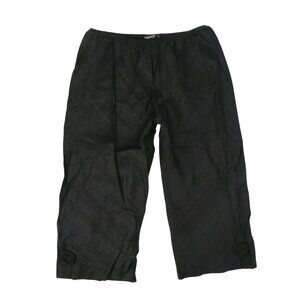 Lee Andersen Black Silk Wide Leg Rosette Detail Crop Pants L